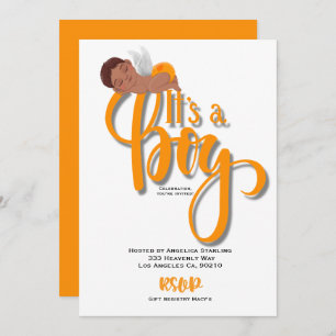 It’s a boy orange Announcement Card
