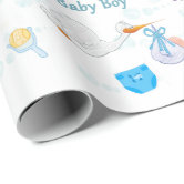 Preppy Blue And White Boy Baby Shower Wrapping Paper Sheets