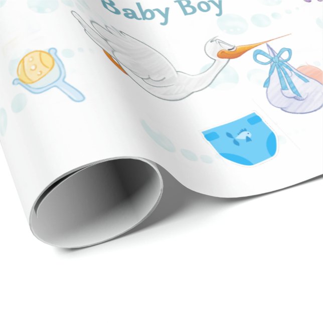 It’s a Boy – Personalized Baby Shower Wrapping Paper (Roll Corner)