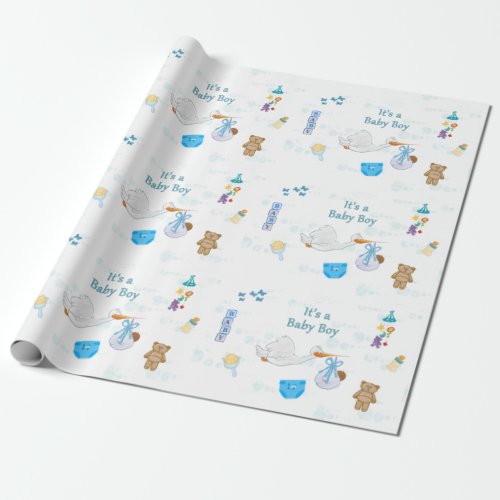 Its a Boy  Personalized Baby Shower Wrapping Paper