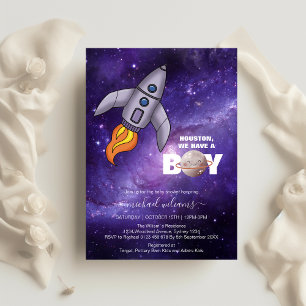 It`s a boy space rocket baby shower invitation