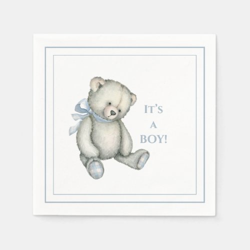 Its a BOY Vintage Rustic Blue Teddy Bear Napkins