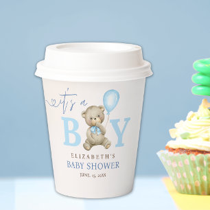 It’s a Boy Watercolor Bear Baby Shower party Paper Cups