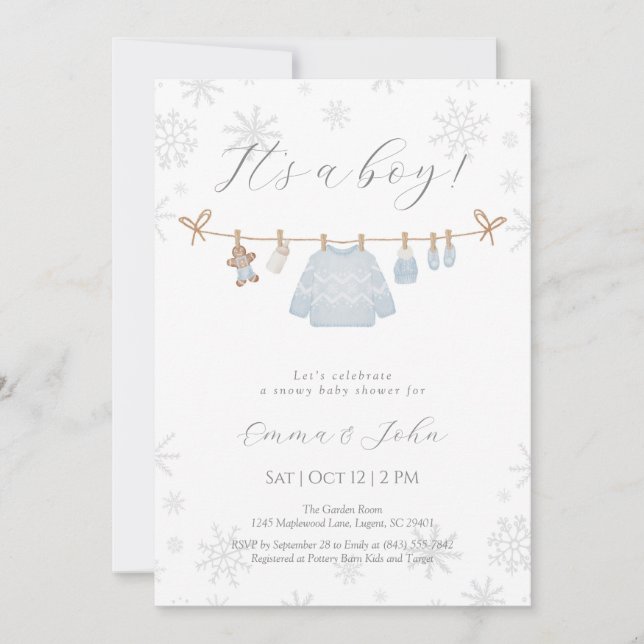 It’s a Boy Winter Baby Shower Invitation (Front)