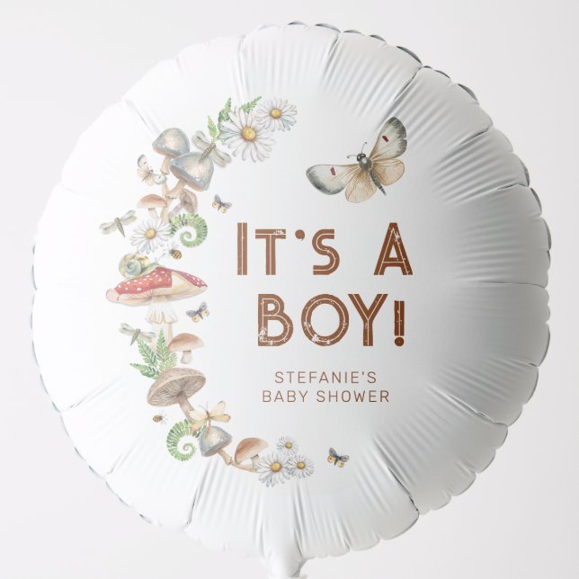 It’s a Boy Woodland Mushroom Baby Shower Balloon (Front)