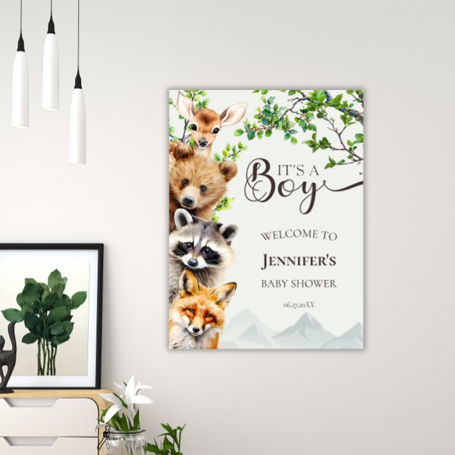 It’s a Boy Woodland Wildlife Baby Shower Welcome Poster (Creator Uploaded)