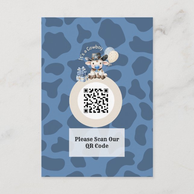 It’s a Cowboy Blue & Beige Baby Shower  Enclosure Card (Front)