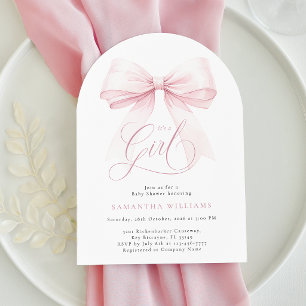 It’s a Girl Arch Pink Bow Baby Shower Invitation