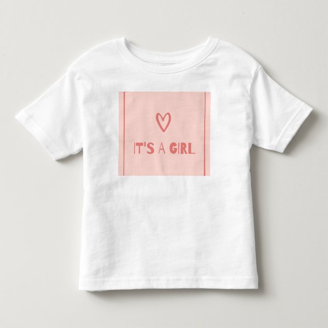 It’s a Girl Baby Announcement T-Shirt Cute Pink   (Front)