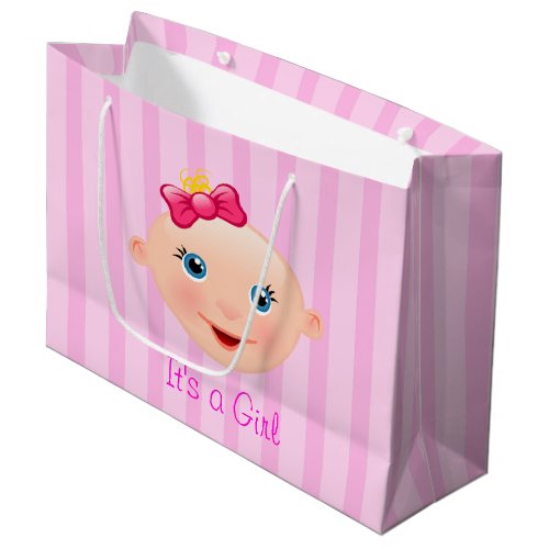 Its a Girl Baby Face Pink _ Large Gift Bag