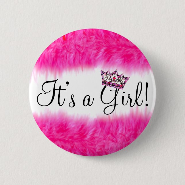  “It’s a Girl!” Baby Tiara Button (Front)