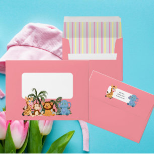 It’s A Girl-Baby Zoo Animals Envelope