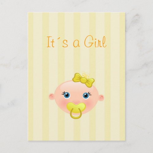 Its a Girl _ Birth Announcement Postcard
