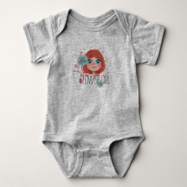 It’s a girl, blue, & pink flowers, baby girl grey bodysuit (Front)
