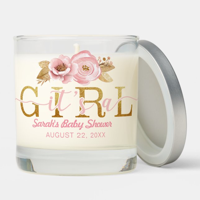 It’s a Girl Blush Pink Baby Shower Candle (Lid)