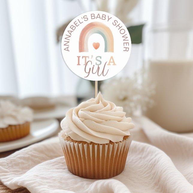 It’s a Girl Boho Rainbow Baby Shower Sticker – Wat (Baby Shower Favor Sticker - to used any number of ways)