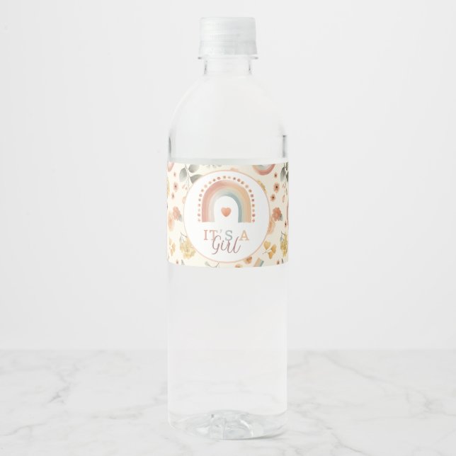 It’s a Girl Boho Rainbow Water Bottle Label – Eart (Front)