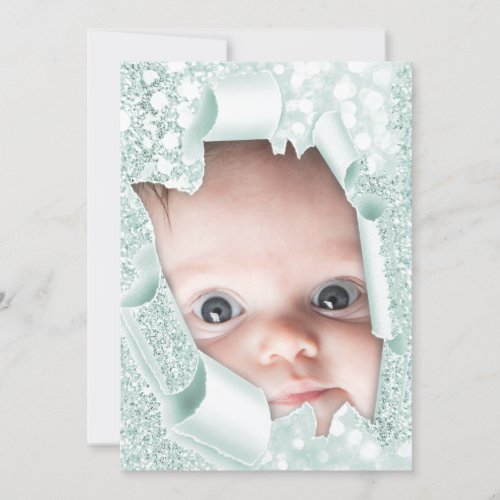 Its a Girl Boy Custom  Photo Glitter Baby Shower Invitation