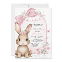 It’s a Girl Bunny Pink Bow Baby Shower Invitation
