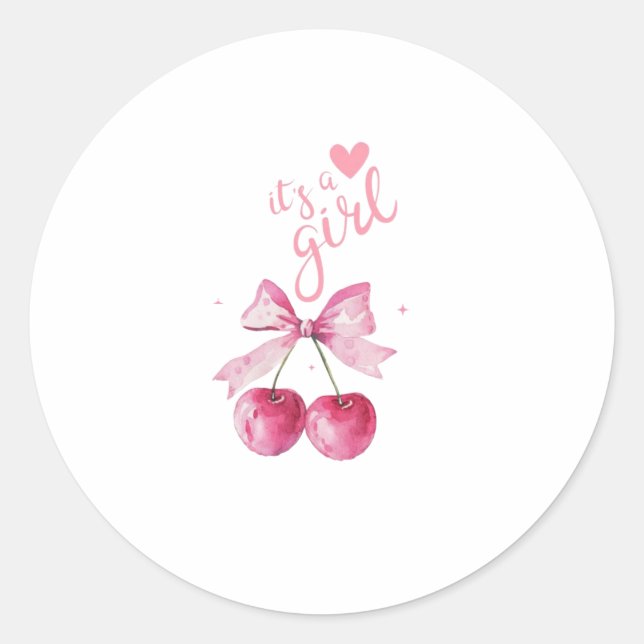 It’s a Girl Cherry Baby Shower Sticker (Front)