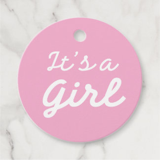 ׳It’s a Girl׳ Classic Pink Baby Shower Favor Tags