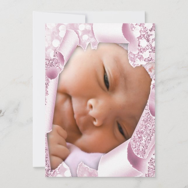 It’s a Girl Custom Photo Pink Glitter Baby Shower Invitation (Front)