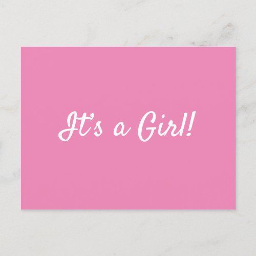 Its aGirl Cute Pink Baby Announcement Postcard