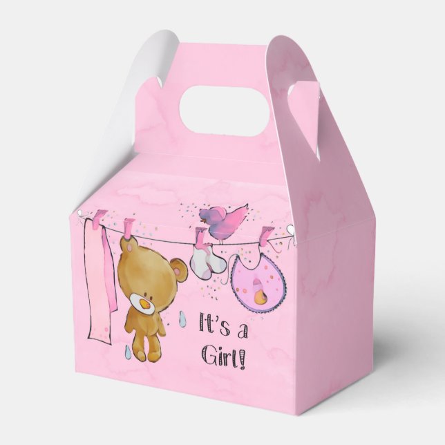 It’s a Girl Cute Teddy Bear Baby Shower Favor Boxes (Front Side)