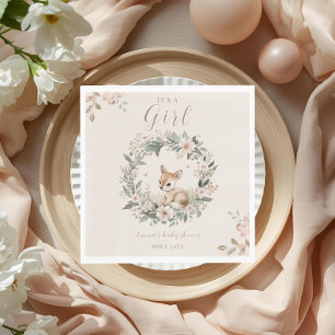 It’s a Girl Floral Deer Baby Shower Table Decor Napkins