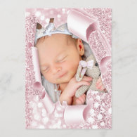 It’s a Girl Girl Photo SweetGlitter Baby Shower 3D Invitation