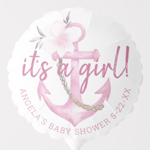 It’s a Girl Nautical Baby Shower Balloon Pink Fl