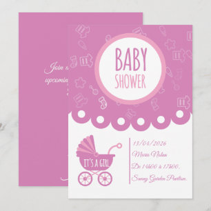 It’s a Girl Pink Baby Shower Card Cute Baby