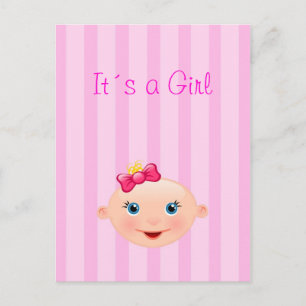 It´s a Girl - Pink Birth Announcement Postcard