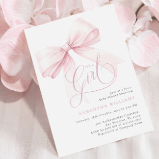 It’s a Girl Pink Bow Baby Shower Invitation