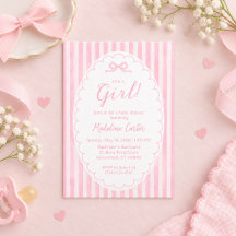 It’s A Girl Pink Bow Baby Shower