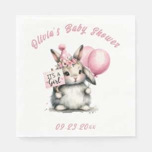 It’s a Girl Pink Bunny Rabbit Baby Shower Napkins