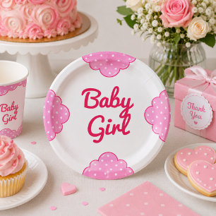 It’s a Girl Pink Clouds Baby Girl Shower Paper Plates