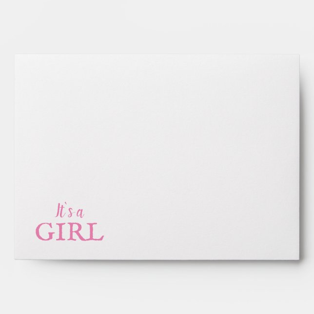 It`s a Girl Pink Envelope Baby Girl Baby Shower (Front)