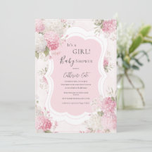 It’s a Girl Pink Hydrangea Floral Elegant Baby