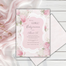 It’s a Girl Pink Hydrangea Floral Elegant Baby