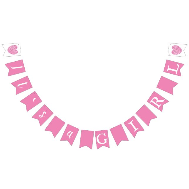 It`s a Girl Pink Typography Baby Shower Bunting Flags (All)