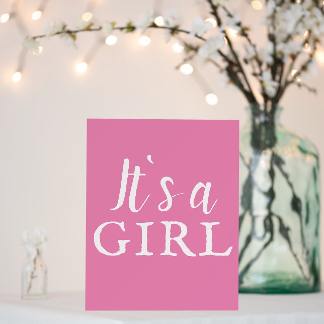 It`s a Girl Pink Typography Baby Shower Foam Board (In Situ (Wedding))