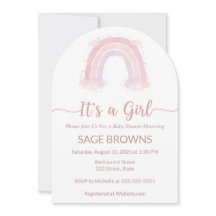 It’s a girl rainbow baby shower invitation