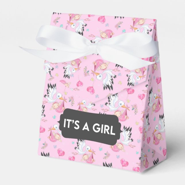 It’s a Girl Stork Baby Favor Box (Front Side)