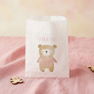 It’s a Girl Watercolor cute Bear Pink Baby Shower Favor Bag