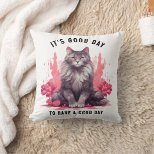 It’s a Good Day — Cat Day Celebration Throw Pillow
