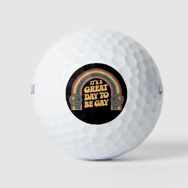 It’s A Great Day To Be Gay LGBTQ Pride Month Queer Golf Balls (Front)