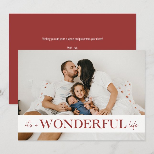 It’s A Wonderful Life Red Photo Holiday Card (Front/Back)