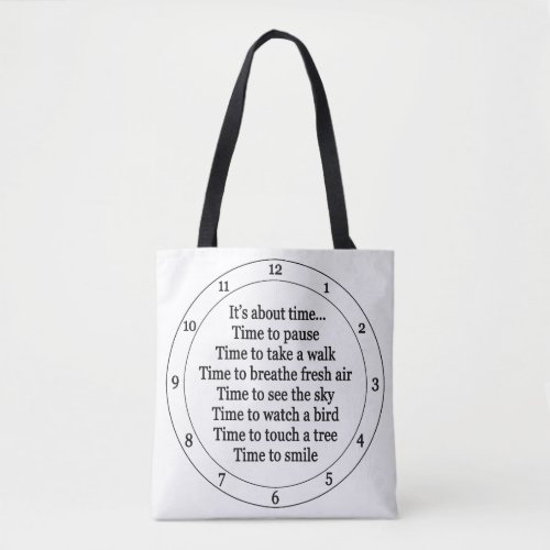 Its about time clock nature exercise health_white tote bag
