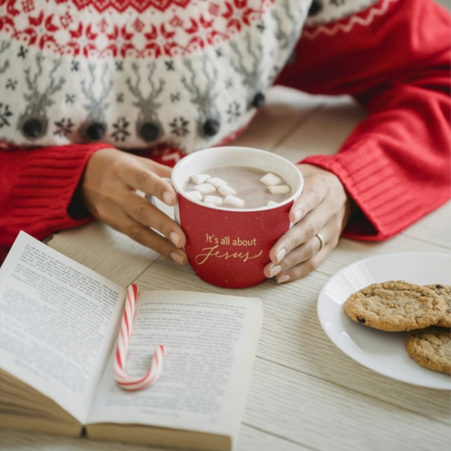 It’s All About Jesus – Red & Gold Christmas  Mug (Creator Uploaded)